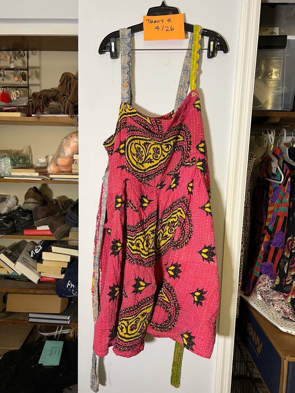 Kantha Bae Crossroad Shortalls Paisley Pink Yellow One Size